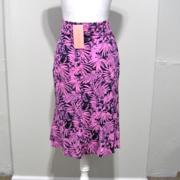 TROPICAL PRINT FAUX WRAP SKIRT SMALL PETITE - Picture 2 of 7